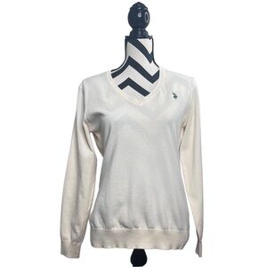 U.S Polo Assn Cotton Preppy Golf Sz L V-Neck Long-Sleeve Sweater